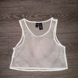 Windsor White Mesh Crop Top